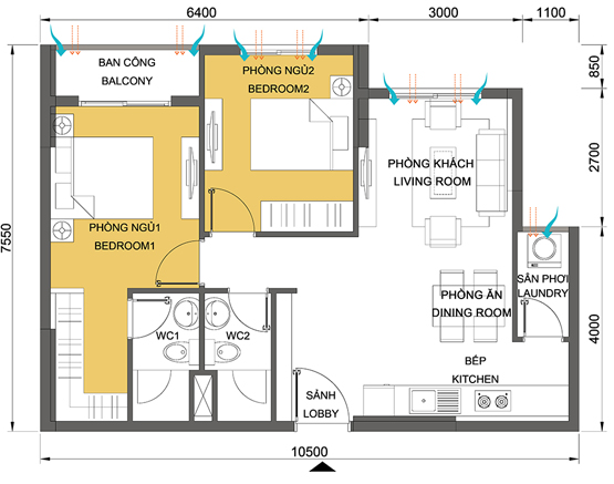Tư vấn thiết kế nội thất chung cư Masteri Thảo Điền 64.6m2