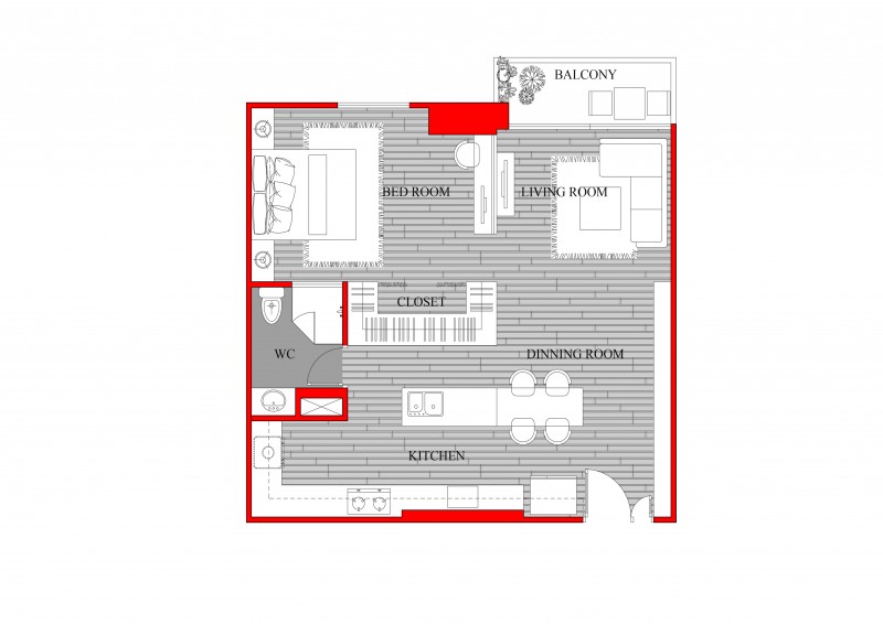Thiết kế nội thất chung cư Sunrise City 50m2 &#8211; Anh Tú