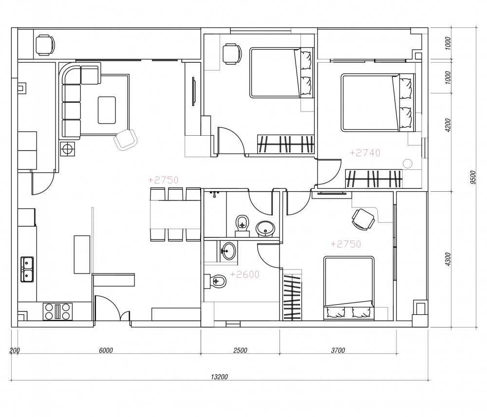 Thiết kế nội thất chung cư Sunny Plaza 100m2 &#8211; Chị Anh