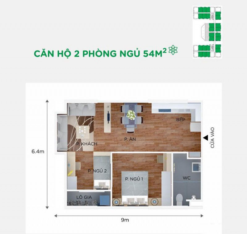 Tư vấn thiết kế nội thất chung cư Flora Anh Đào 54m2