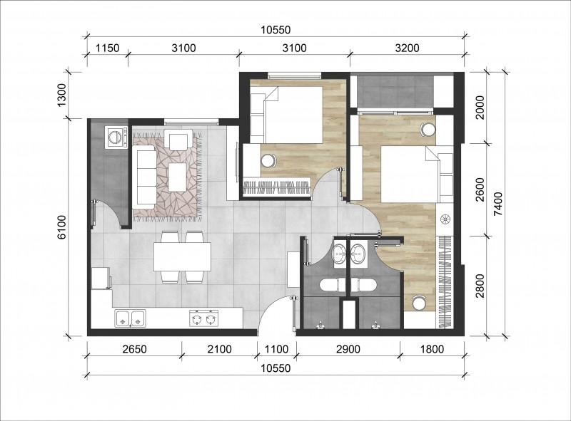 Tư vấn thiết kế nội thất chung cư Masteri Thảo Điền 68.8m2