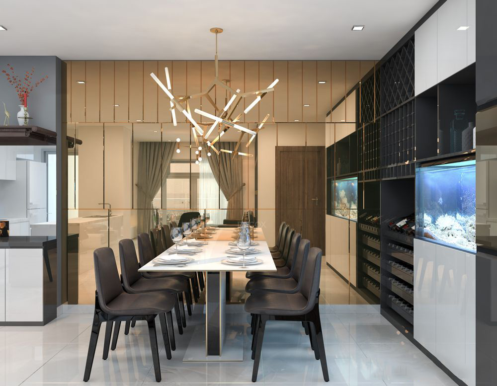Thiết kế nội thất chung cư 107m2 Vinhomes Central Park &#8211; Anh Tiến