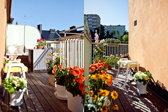 Ngắm căn hộ nhỏ góc nào cũng xinh bên ban công rực rỡ hoa và nắng
