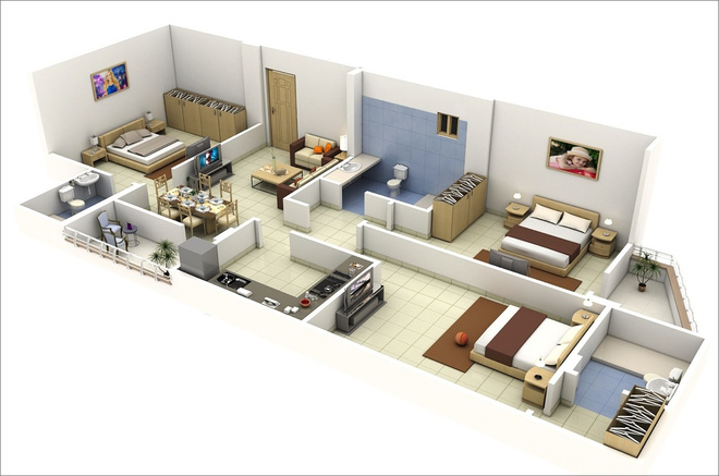 9 mẫu căn hộ 3 phòng ngủ vừa đẹp, vừa hợp lý cho các gia đình đông người