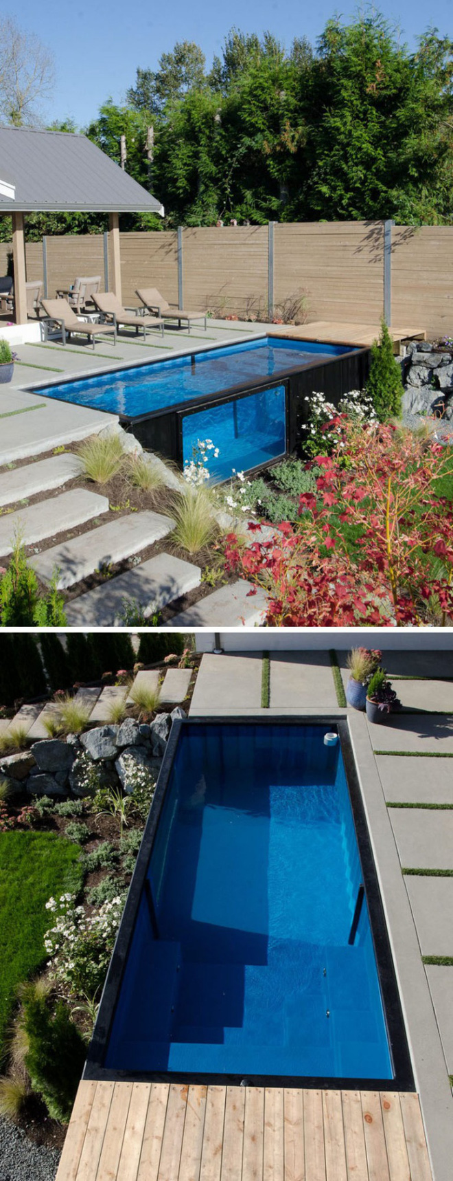 Bể bơi container nhỏ gọn, đẹp tuyệt dành cho nhà có sân vườn nhỏ